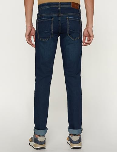Peter England Men's Premium Skinny Fit Stretchable Jeans, Mid Rise,Blue, 38