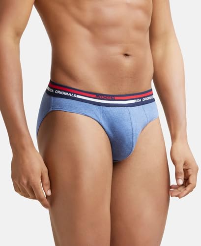 Jockey Men's Cotton Briefs (Pack of 1) (US49-0105-LTDML_Light Denim Melange_M_Light Denim Melange_Blue_M)