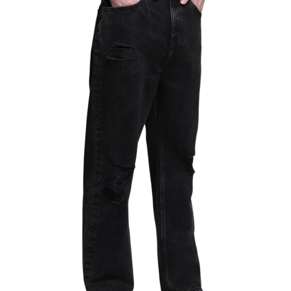 JACK & JONES Men's Black High Rise Loose Fit Jeans
