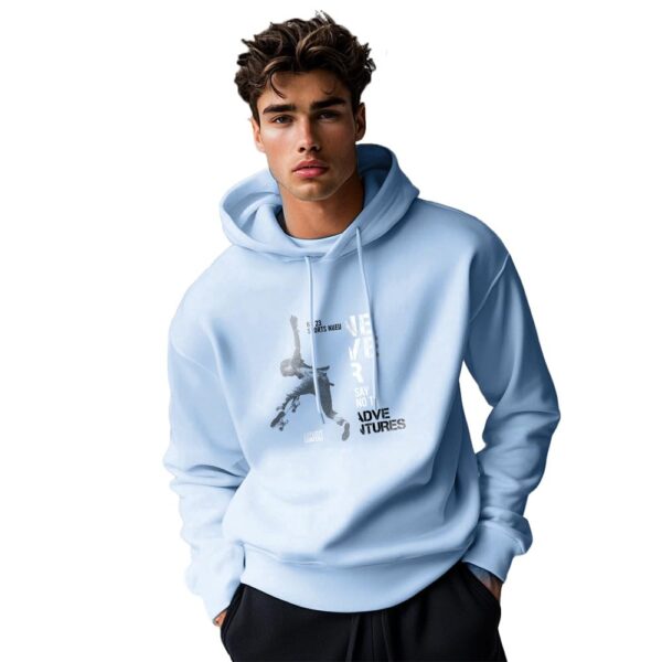 NOBERO Men's Cotton Blend Neck Regular Fit Hooded Sweatshirt (1M-TWHO-C0530_Powder Blue (Small)