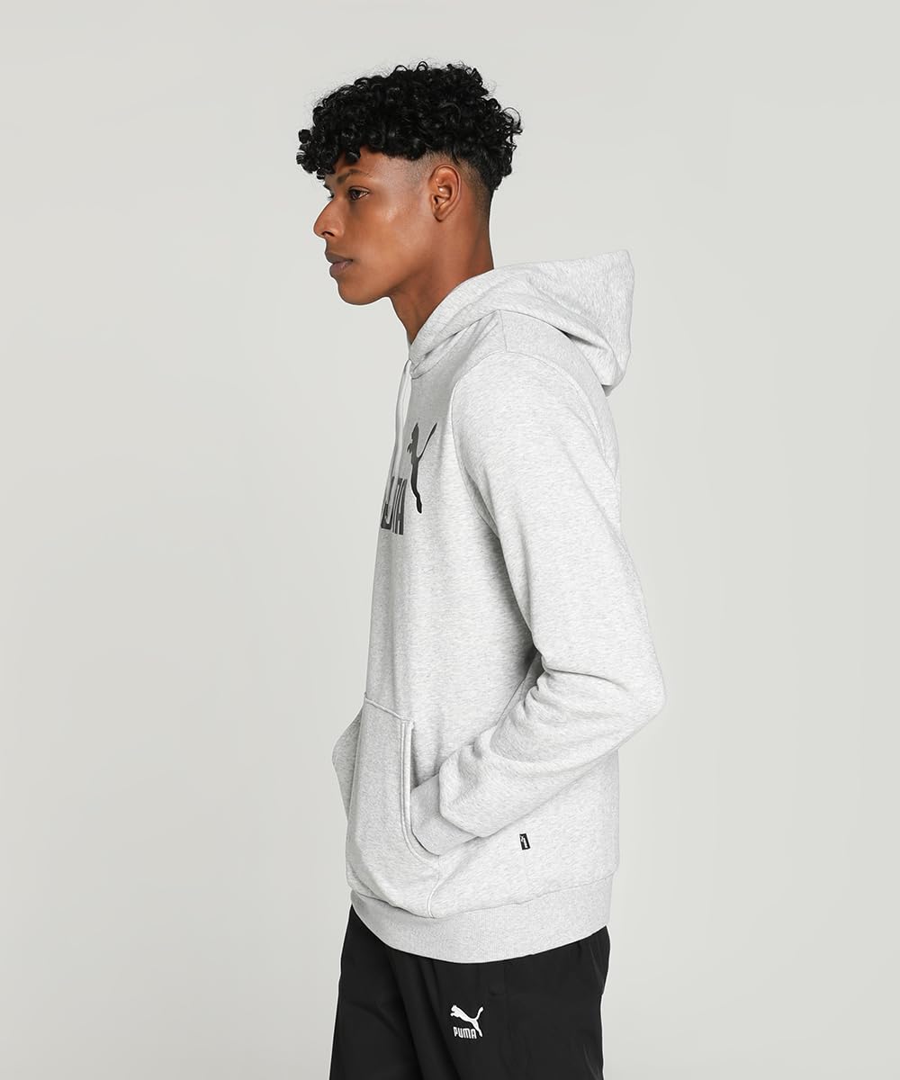 Puma Men's Cotton Hooded Neck Regular Fit Sweatshirt (586686_Light Gray Heather, X_Large)