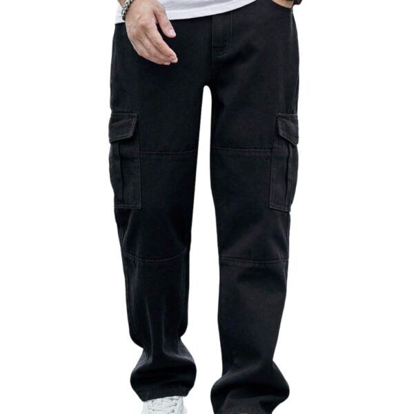 TAGAS Men Relaxed FIT Denim Jeans | Cargo Denim Jeans | Multi Pocket Pant for Men's | (in, Numeric, 36, Regular, Standard, Black)