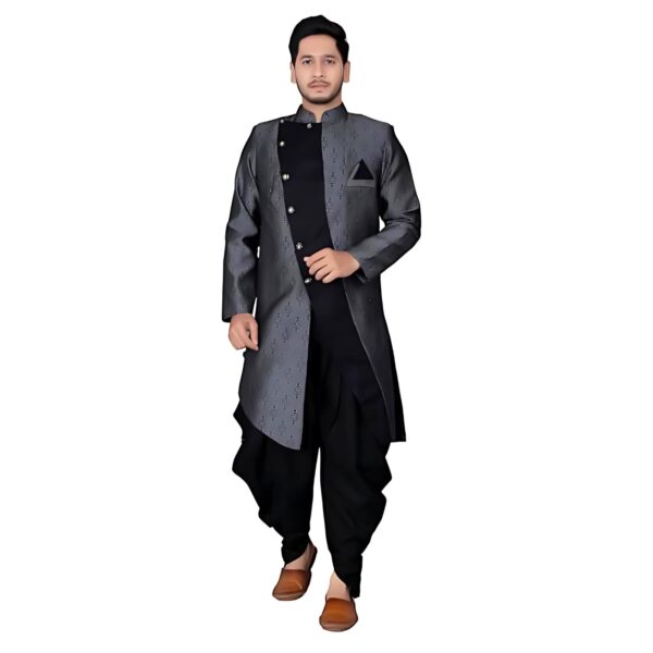 Amzira Men's Ethnic Wear Black Traditional Indo Western Kurta Pyjama Set