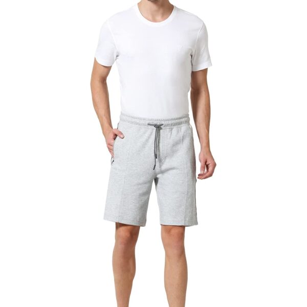 Van Heusen Men Athleisure Zipper Pocket Knit Shorts - Side Contrast Tape, Breathable_50010_Grey Melange_XL