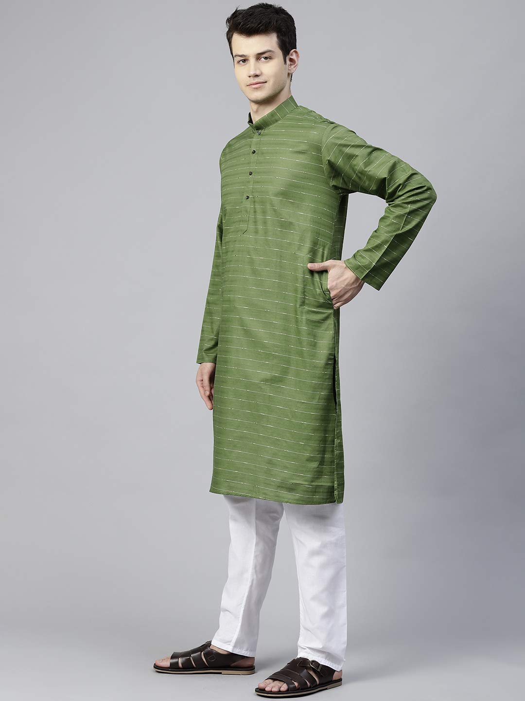MANQ Men's Cotton Kurta Pajama Set Indian Party Traditional Ethnic Wear Tunic Dress for Men Wedding