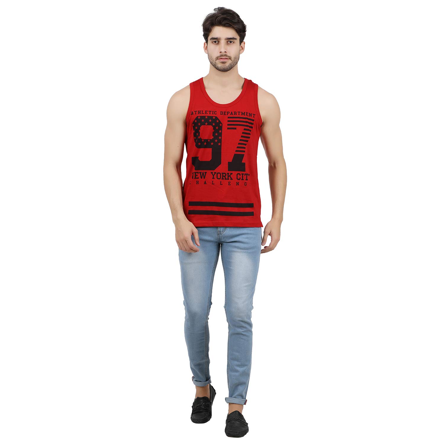 JUGULAR Men's Printed Vest 97 (RED, XX-Large)