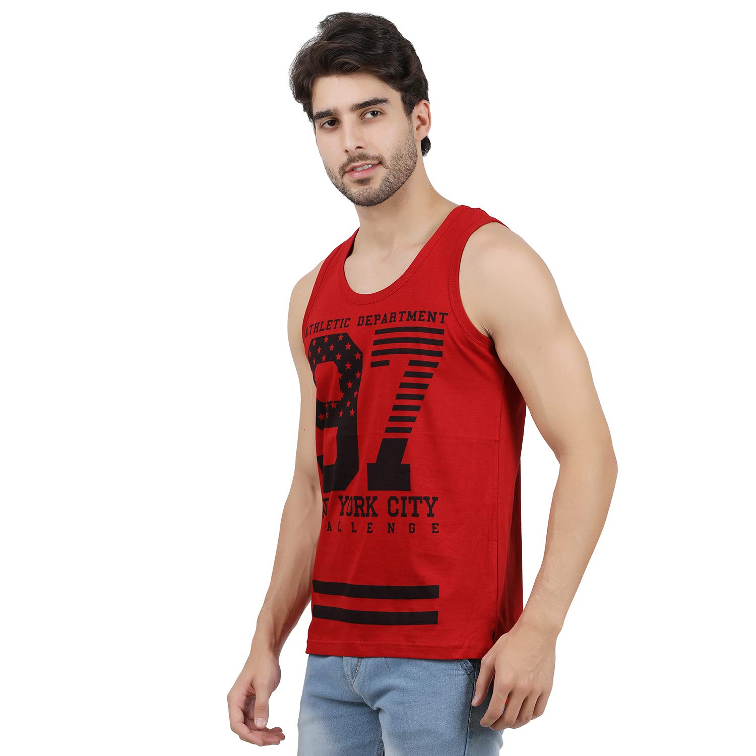 JUGULAR Men's Printed Vest 97 (RED, XX-Large)