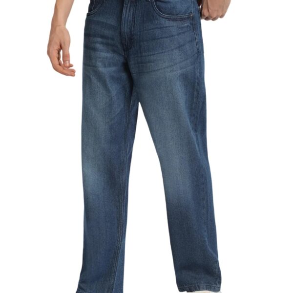 London Hills Men Regular Fit Blue Baggy Denim Mid Rise Jeans, 34