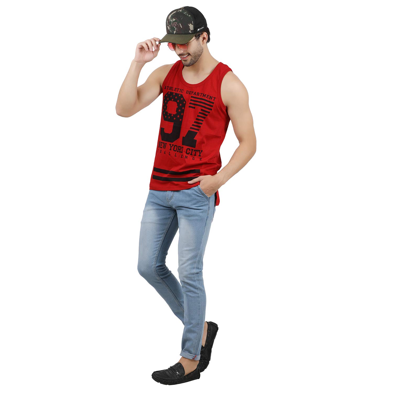 JUGULAR Men's Printed Vest 97 (RED, XX-Large)