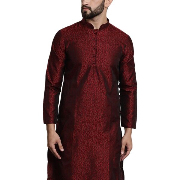 SOJANYA (Since 1958 Men's Silk Blend Maroon Color Paisley Design Only Long Kurta