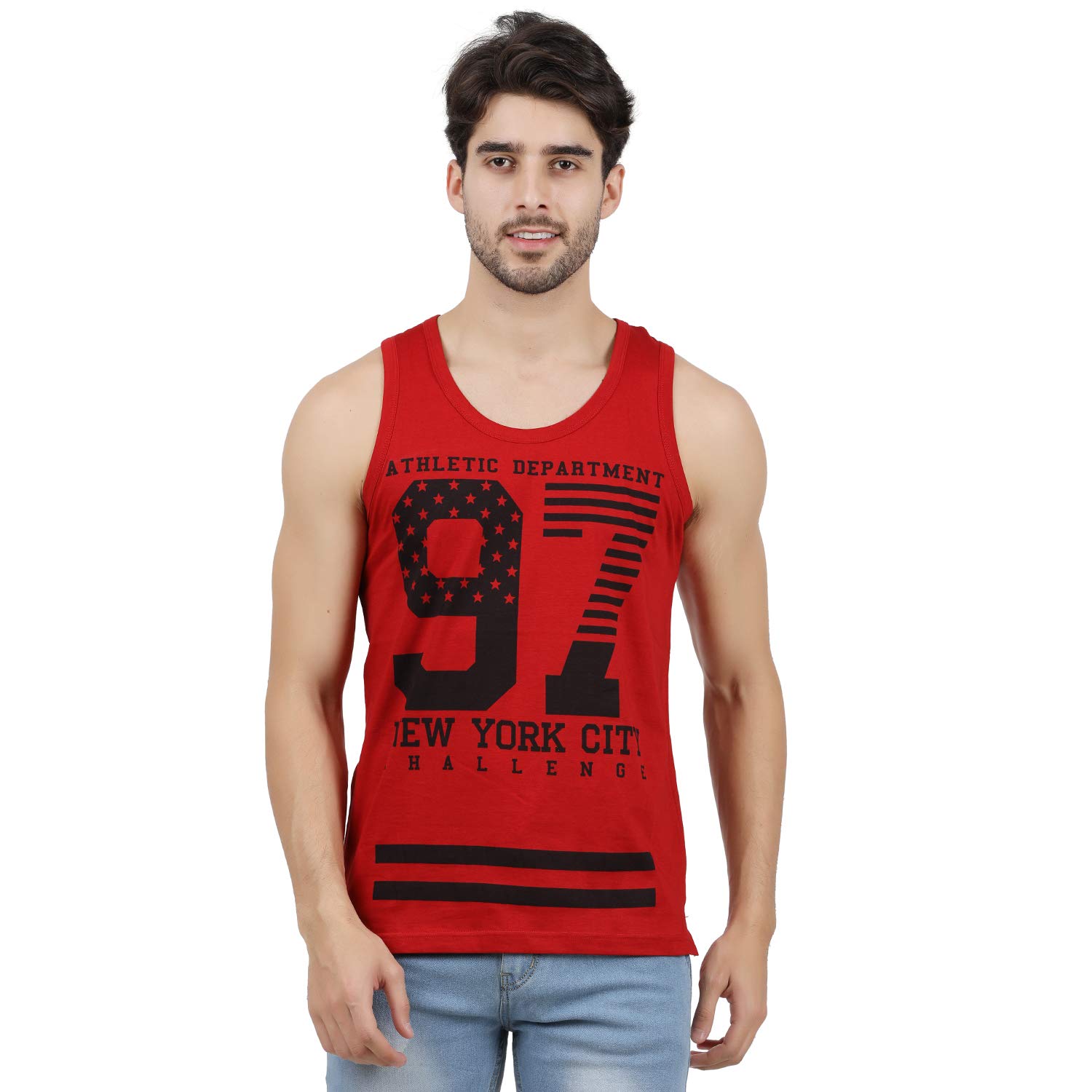 JUGULAR Men's Printed Vest 97 (RED, XX-Large)
