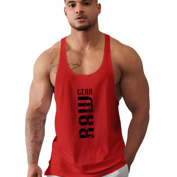 BAB Men's Regular Sleeveless Polyester Vest | Gym Vest | Gear Raw Printed | Sando Sports wear Red