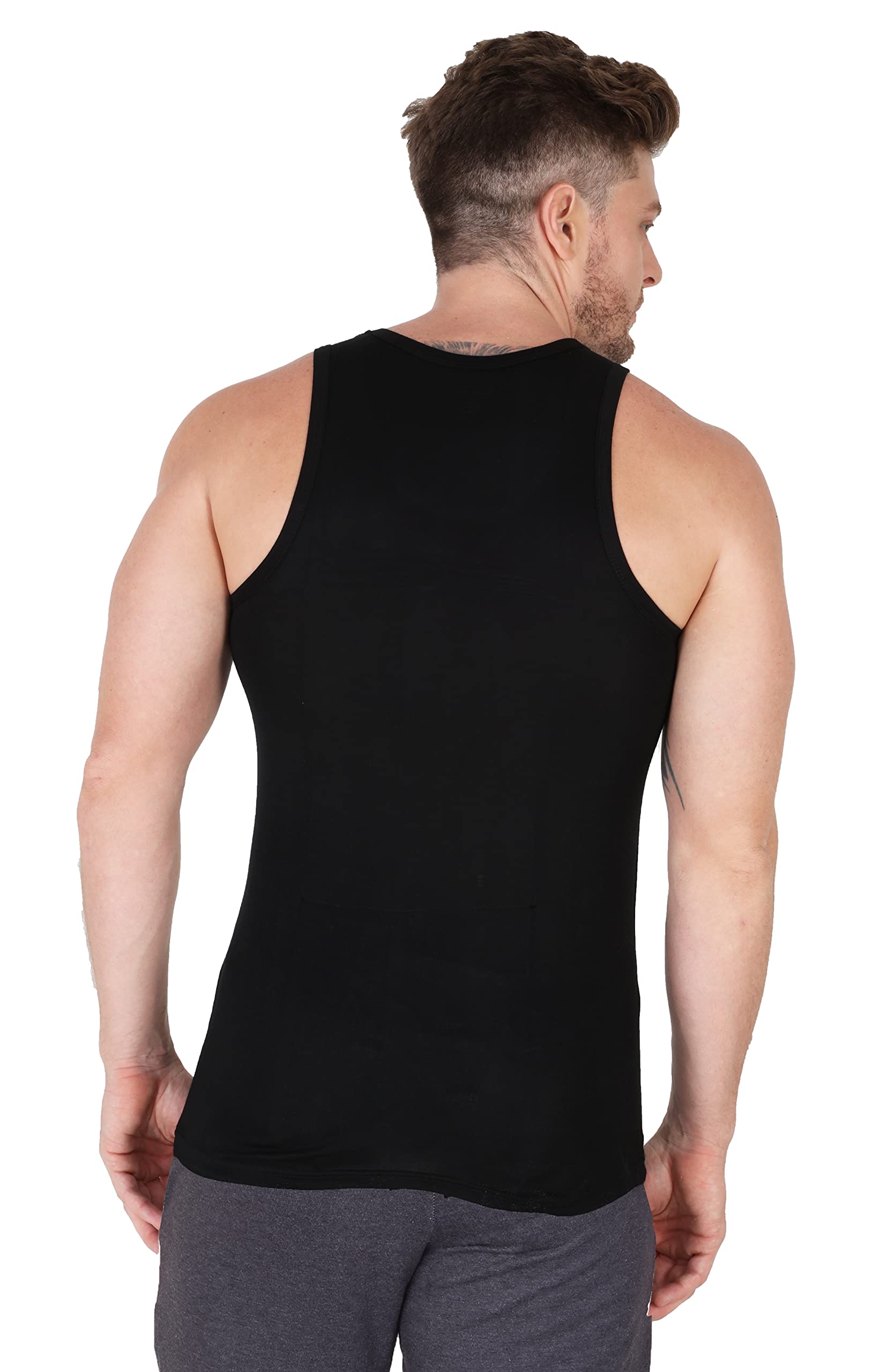 Big Button Men's Premium Bamboo Cotton Ultra Soft Anti Odor Breathable Vest (Black_M)
