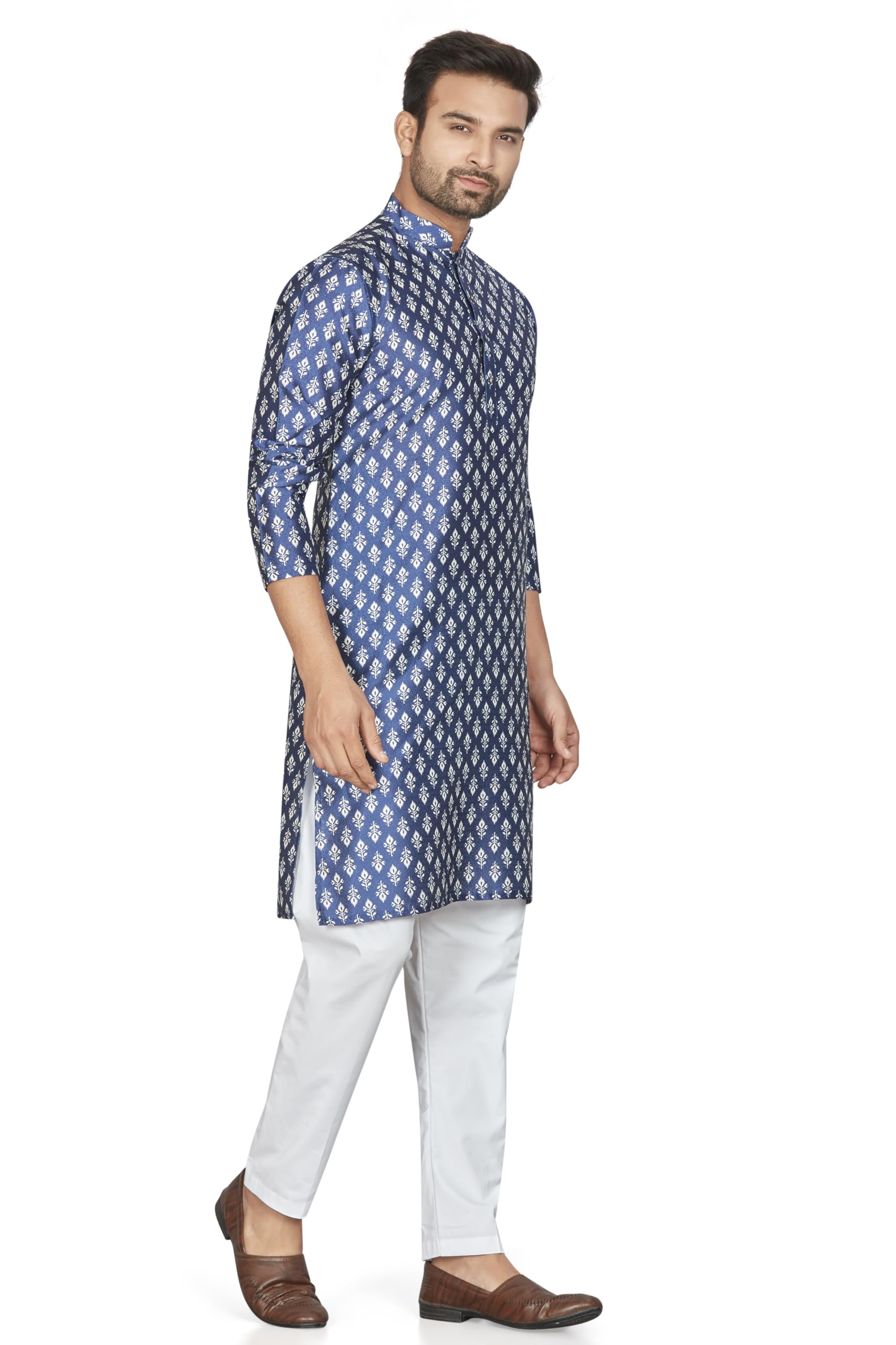 BE ACTIVE Men's Cotton Digital Print Regular Shirt (MY21-22_Navy Blue