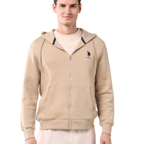 U.S. Polo Assn. Men's Cotton Neck Hooded Sweatshirt (USSWSF0230_Beige