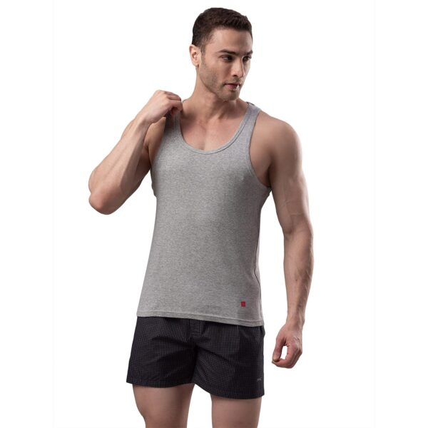 Underjeans Men Grey Cotton Blend Vest