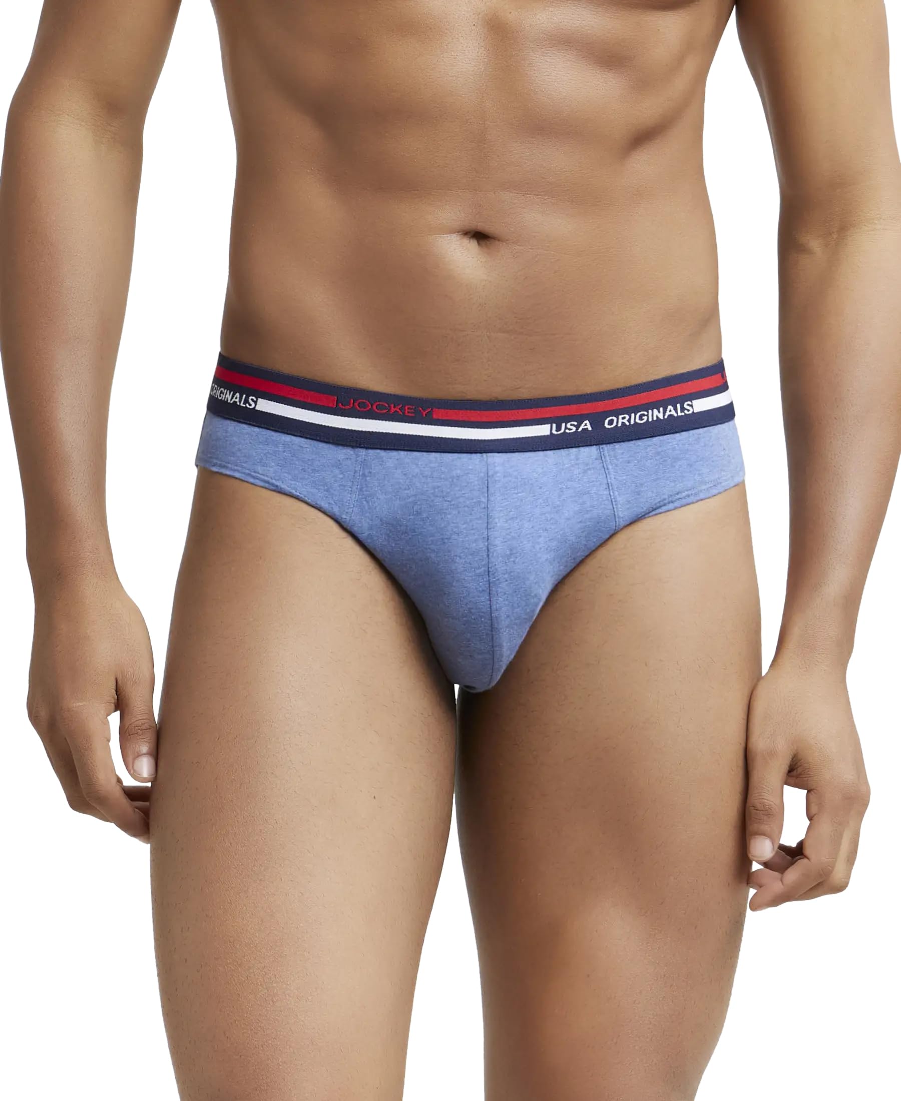 Jockey Men's Cotton Briefs (Pack of 1) (US49-0105-LTDML_Light Denim Melange_M_Light Denim Melange_Blue_M)