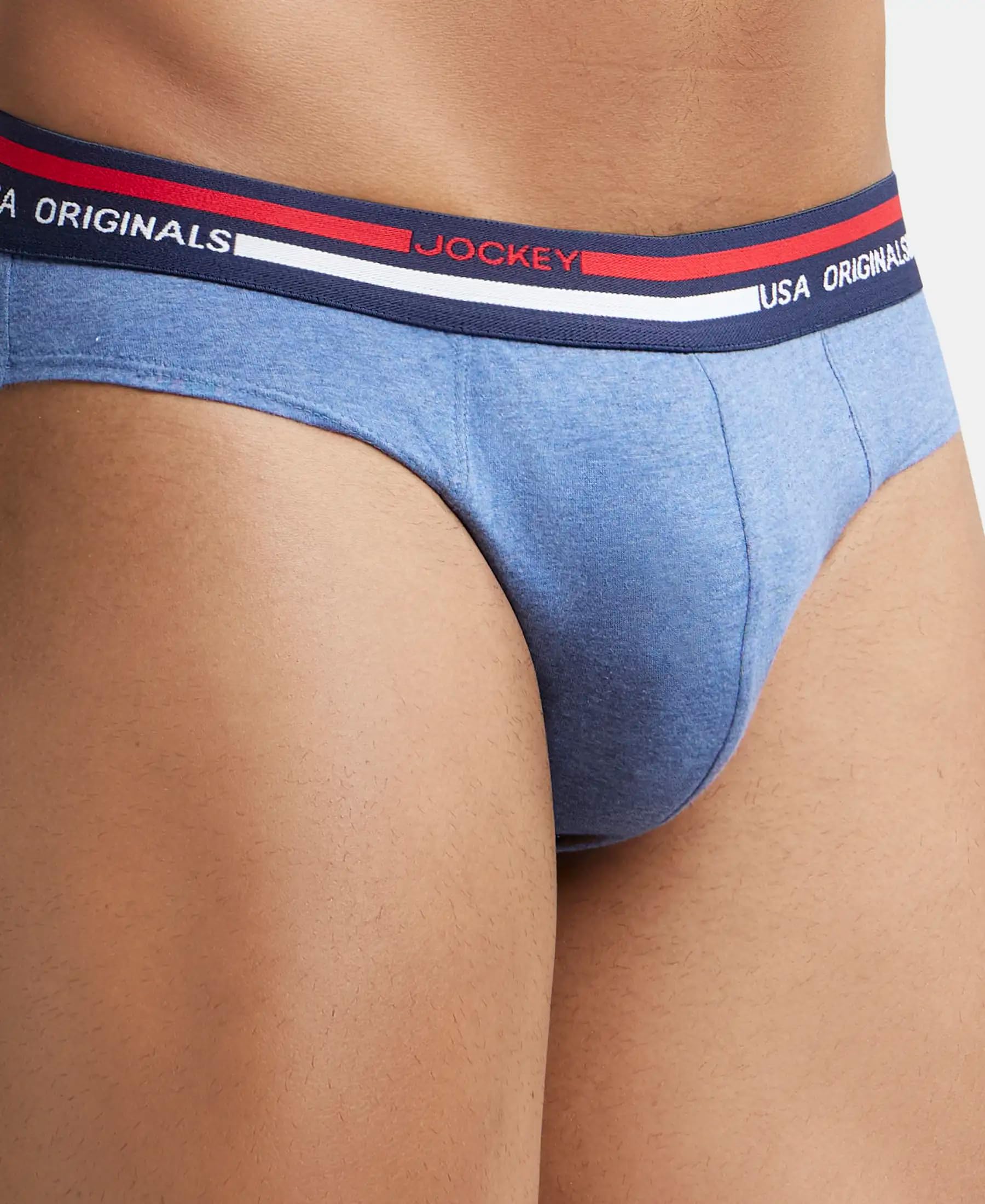 Jockey Men's Cotton Briefs (Pack of 1) (US49-0105-LTDML_Light Denim Melange_M_Light Denim Melange_Blue_M)