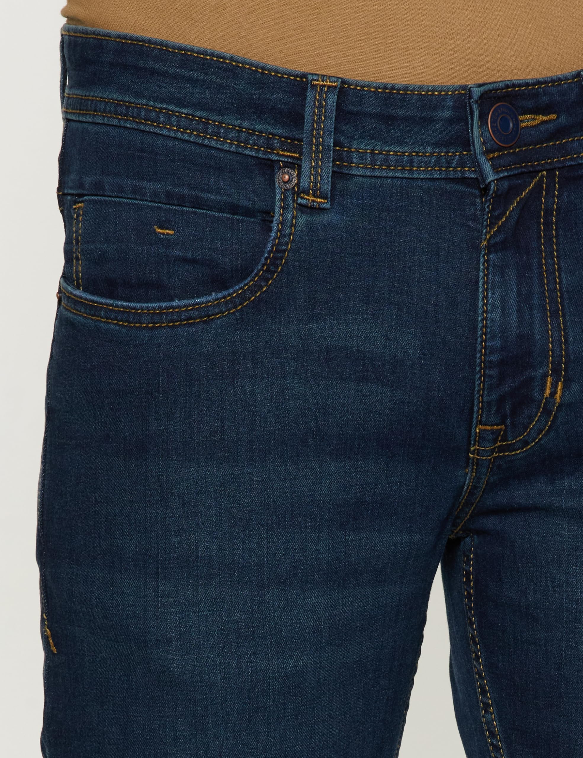 Peter England Men's Premium Skinny Fit Stretchable Jeans, Mid Rise,Blue, 38