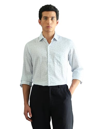 Arrow Men's Geometric Regular Fit Shirt (ARAEOSH2899_Blue