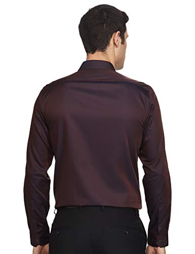 Arrow Men's Solid Full Sleeve Slim Fit Cutaway Collar Cotton Formal Shirt Maroon