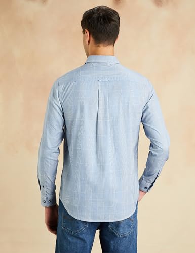 Symbol Premium Men's Stylish Checkered Buttondown Casual Shirt - Regular Fit | Plain | Full Sleeve | Cotton Semi Formal Wear (Available in Plus Size) (Denim Blue_L)