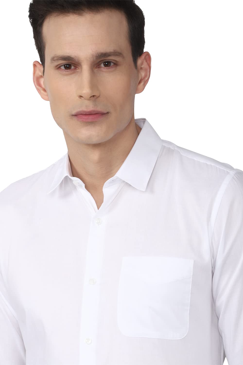 Peter England Men's Solid Slim Fit Shirt (PESFMSLBB71773_White 42)