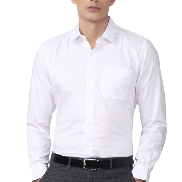 Peter England Men's Solid Slim Fit Shirt (PESFMSLBB71773_White 42)
