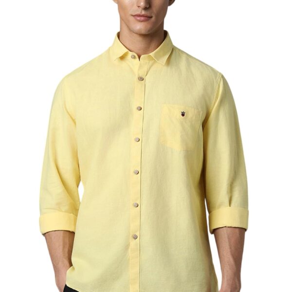 Louis Philippe Men's Slim Fit Shirt (LYSFCSLBQ19683_Yellow