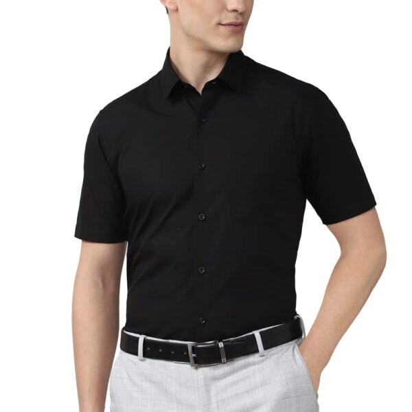 Peter England Men's Regular Fit Shirt (PESHMNUBJ86861_Black