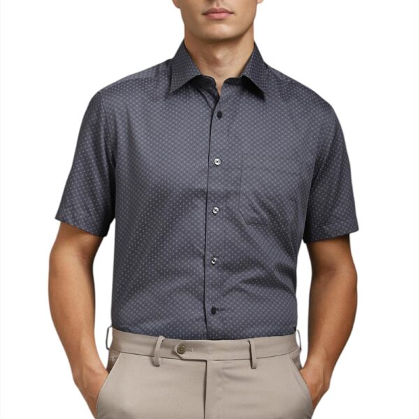 Louis Philippe Men's Letter Print Classic Fit Shirt (LPSHMCLP280916_Grey