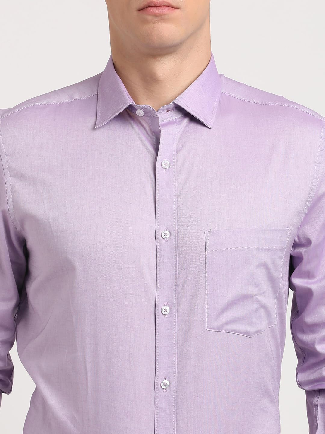 Turtle Men 100% Cotton Light Violet Solid Regular Fit Formal Shirt
