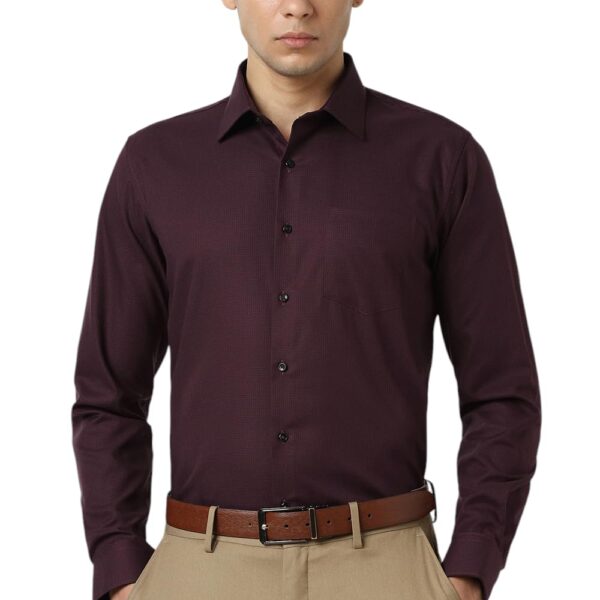 Van Heusen Men Cotton Slim Fit Shirt (VHSFFSLBU70069_Maroon, 39