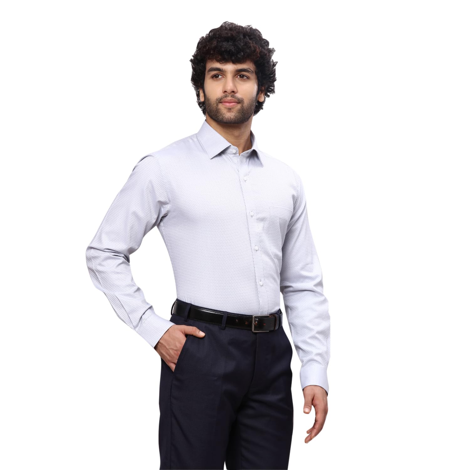 Raymond Men's Dobby Slim Fit Shirt (RMSX12161-G4_Medium Grey