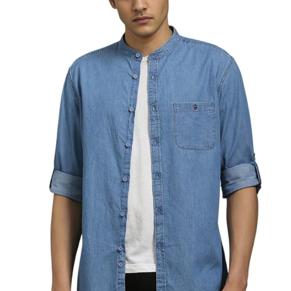 Louis Philippe Men's Solid Slim Fit Shirt (LRSFCSLFZ88946_Blue