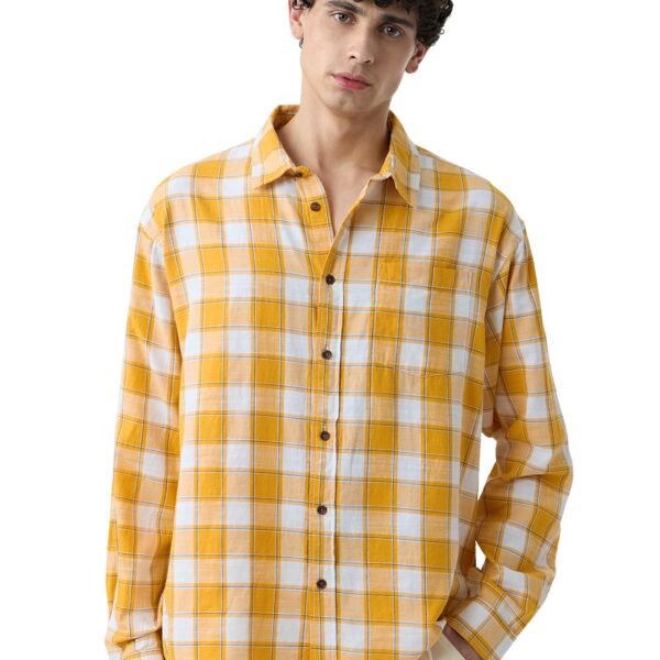 The Souled Store Plaid: Amber Gold Men Relaxed Shirts