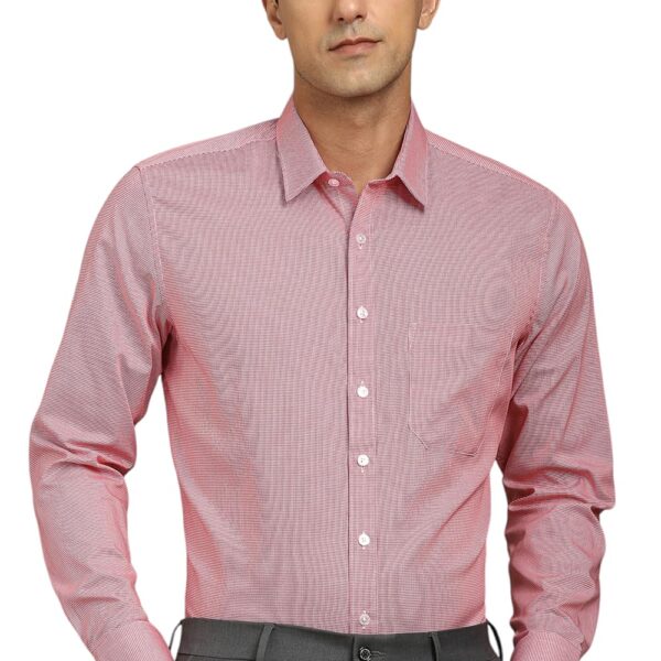Louis Philippe Men Cotton Slim Fit Shirt (LPSFMSLPR94810_Red, 42