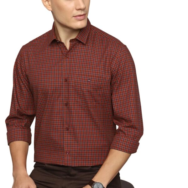 Louis Philippe Men's Cotton Slim Fit Shirt (Lysfcslbj13729_Maroon,42