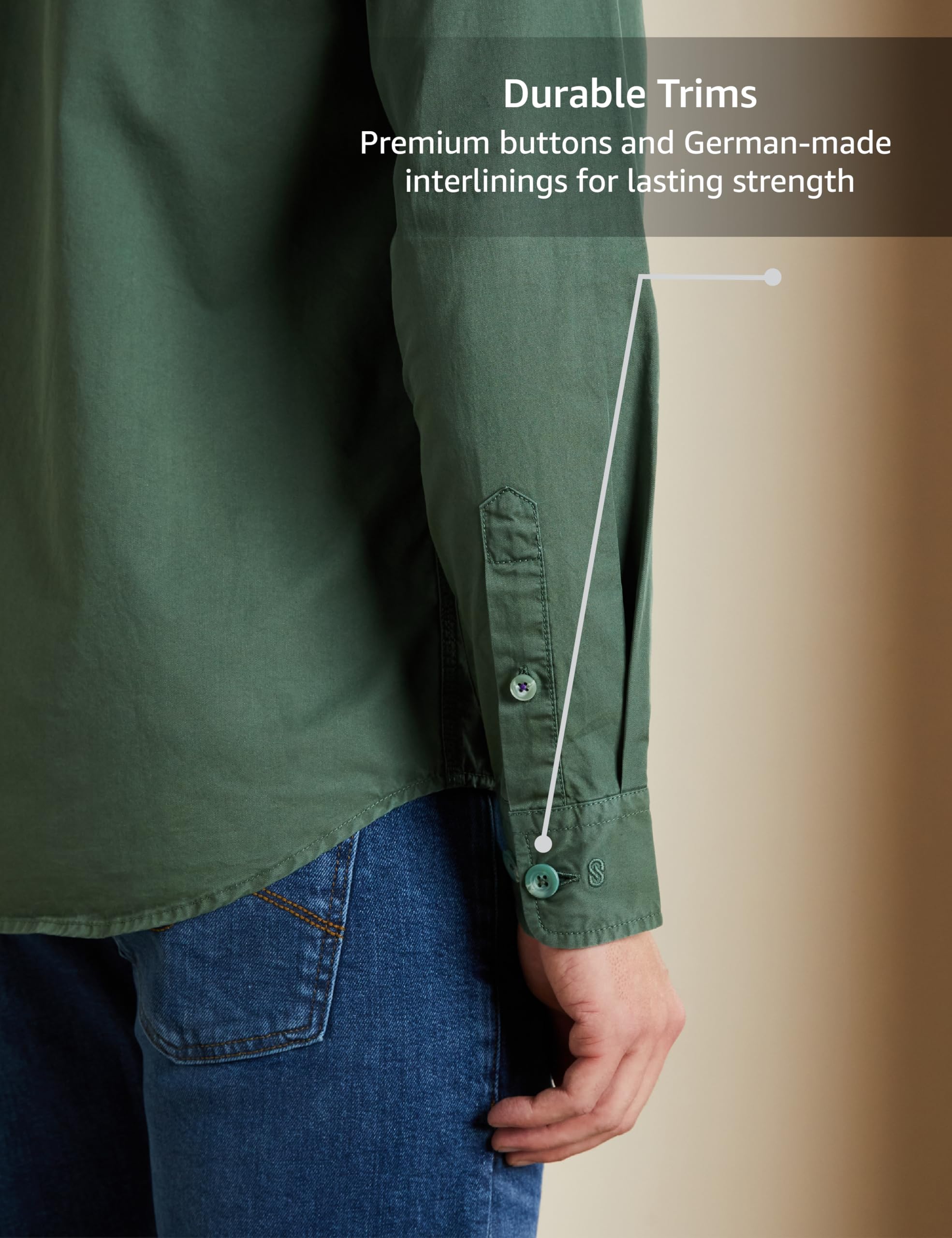 Symbol Premium Men's Casual Washed Cotton Twill Shirt (Regular Fit) (Green_L)