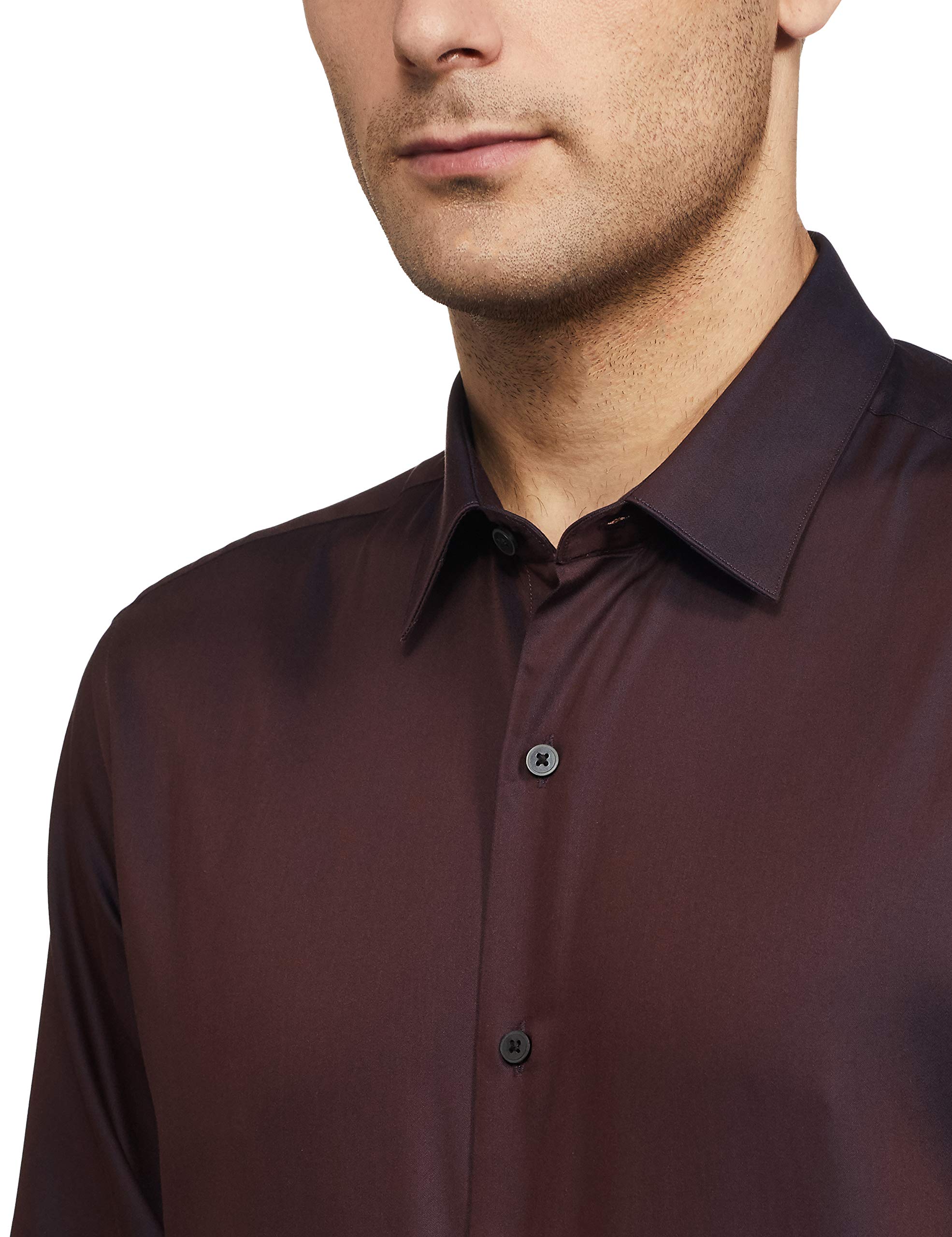 Arrow Men's Solid Full Sleeve Slim Fit Cutaway Collar Cotton Formal Shirt Maroon